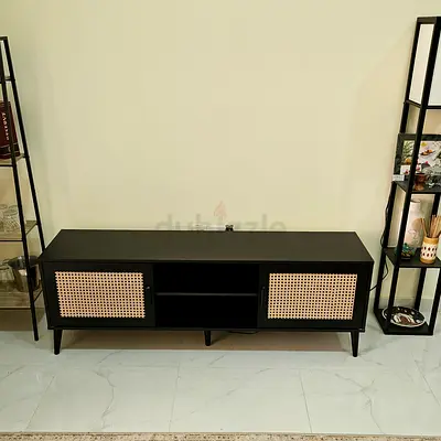 Nordic Rattan 1.6 Metre TV Unit – Black, Fits TVs up to 70