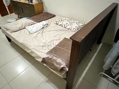 Solid Wood Queen Bed Frame with Headboard and Footboard