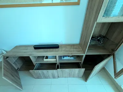 Used wooden TV cabinet / entertainment unit with storage, good condition