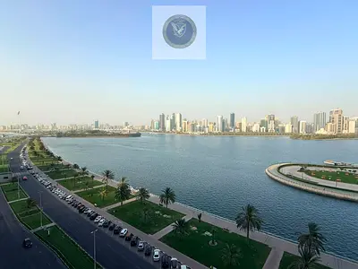 Family Annual Rental Two Bedroom Apartment in Al Majaz 3 with Sea View Two Balconies Free Parking and Panoramic Master Bedroom