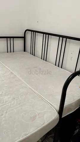 Sofa come bed .Black Metal Daybed Frame - 160x200c, Minimal Modern Design. IKEA model.
