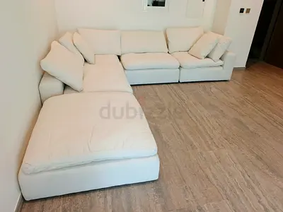 Marina home luscious cloud linen feather 🪶 filled modular sofa with ottoman