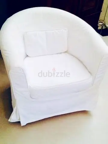 IKEA | WHITE COTTON ARM CHAIR WITH CUSHIONS AND COVER | VERY GOOD CONDITION