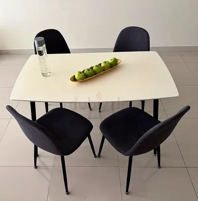 Modern 4-Seater Dining Table with Upholstered Chairs