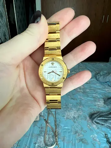 Authentic Versace Watch – Gold-Tone, Greek Key Bezel, Medusa Dial