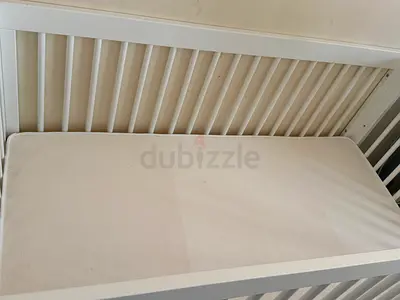 IKEA White Baby Crib with Mattress - Good Condition