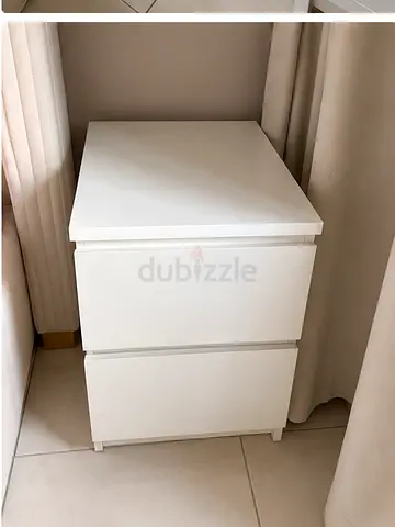 White 2-Drawer Bedside Nightstand - Minimal Design
