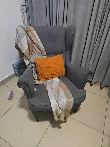 Ikea Gray Upholstered Armchair - Comfortable Modern Accent Chair