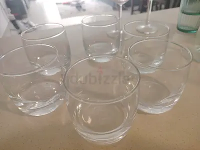 Set of 6 clear short glass tumblers - sturdy everyday drinking glasses