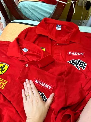 Red Matching Family Polo Shirts - Dad, Mom  Child Set