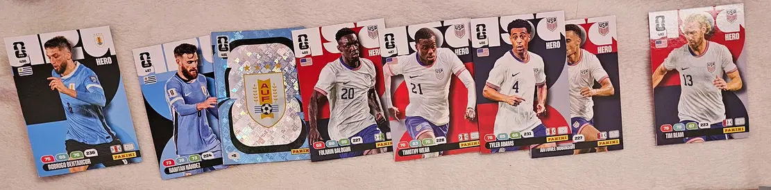 Panini World cup 2026 Cards Combo 8 cards ( Uruguay and USA)