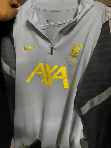 Liverpool FC Nike Training Top - Grey with Yellow AXA Logo, Size L (Used)