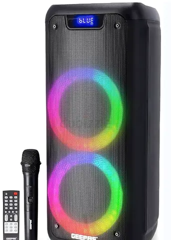 Urgent sale best price Geepas Portable Bluetooth Party Speaker with Mic  RGB Lights