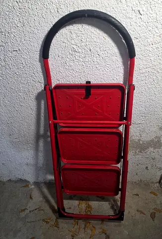 Red 3-Step Folding Ladder / Stool - Lightweight, Compact