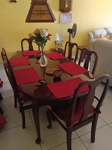 Solid Wood Dining Table with 6 Chairs - Classic Design