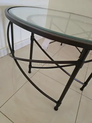 2XL Modern Glass Top and Steel Round Nesting Coffee Table