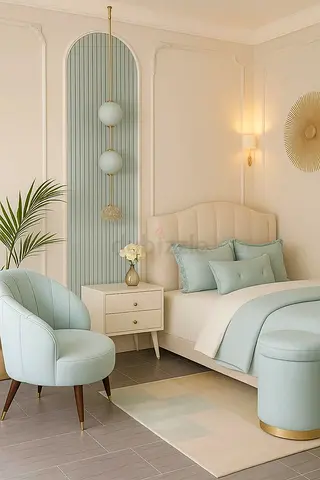 Light blue upholstered bedroom chair – stylish accent seating