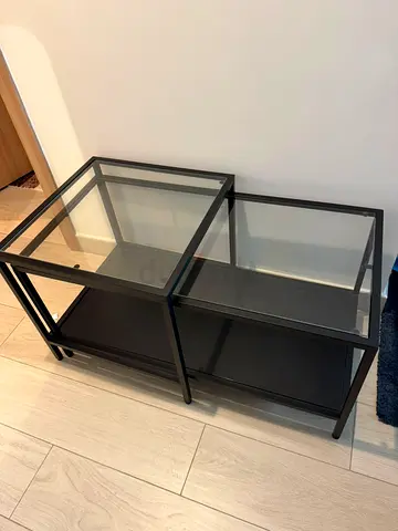 IKEA VITTSJÖ glass black metal nest of tables (set of 2) - good condition