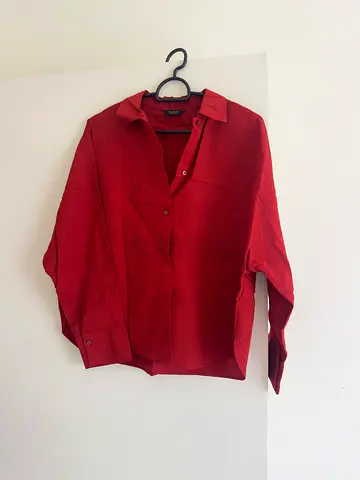 Red Linen  Viscose Shirt  Trousers - Size S - Massimo Dutti