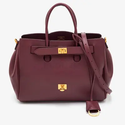 Balenciaga Bel Air Small Burgundy Leather Tote