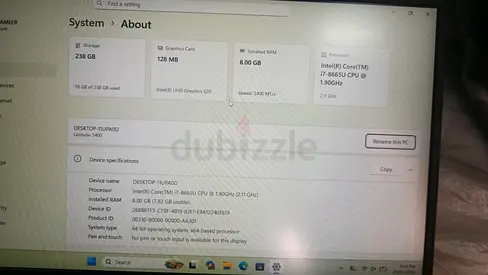 Dell laptop 8gbram 256gb storage