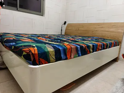 Wooden King Size Bed Frame with Headboard and Mattress - Good Condition