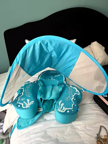 Blue Baby Swim Float with Sun Shade - Good Condition