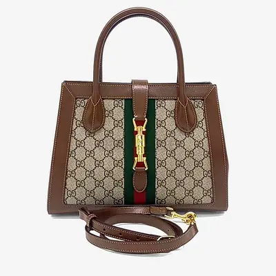 Gucci Multicolor Fabric and Leather Jackie 1961 Medium Tote Bag