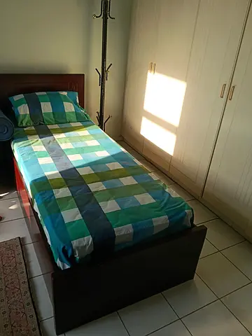 Single wooden bed frame with storage - dark brown