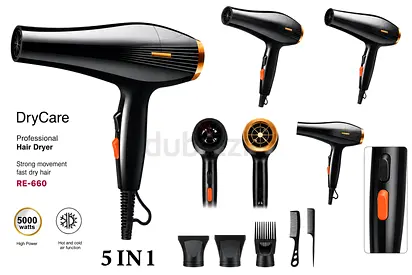 5 in 1 Professional 5000W Hair Dryer  Hot Air Styler | Multi-Function Hair Styling Tool | Fast Drye