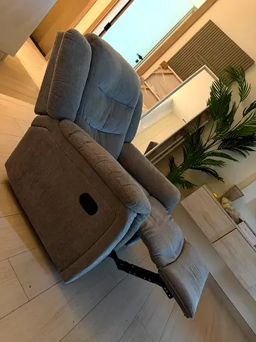 Grey Fabric Recliner Armchair - Comfortable Single Seater, Good Condition