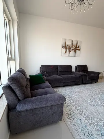 Comfortable Dark Grey Fabric Sofa Set