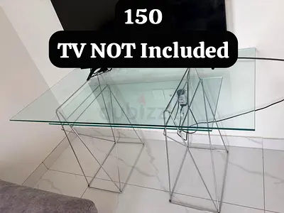 Glass TV Stand / Console Table with Chrome Frame - IKEA-style