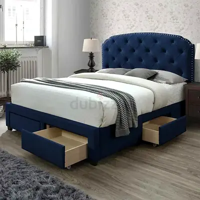 Dark blue colour 180*200 king size Bed with drawers