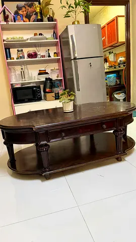 Solid Wood Coffee Table with Storage Shelf and Drawers - Dark Finish