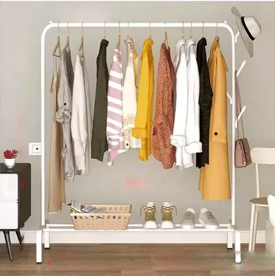 Clothes organizer and Holder, Clothing Stand Metal, Garment Rack with Two Shelves