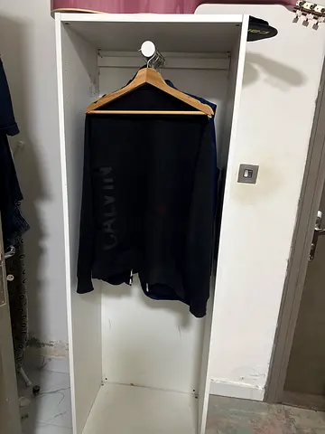 White Tall Open Wardrobe Unit with Hanging Rod