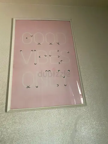 Framed Pink Motivational Wall Art Poster - Good Vibes Only