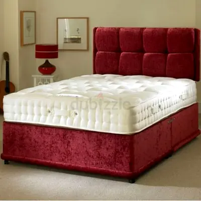 Maroon Velvet Divan Bed with Tufted Headboard with out Mattress