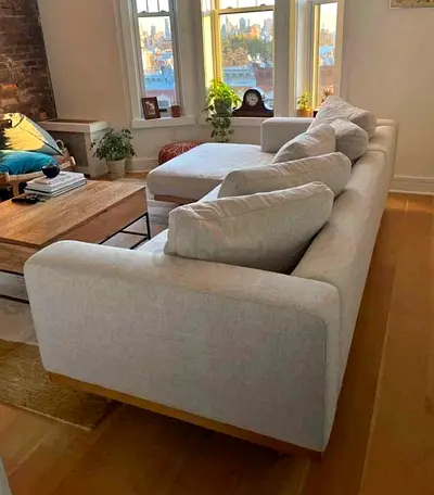West Elm L Shape Sofa Beige Excellent condition