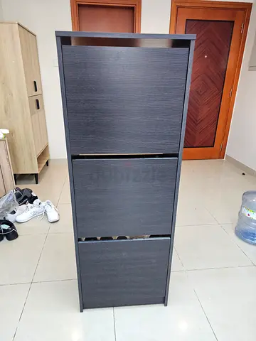 Ikea Tall Slim 3-Drawer Black Shoe Cabinet / Storage Unit