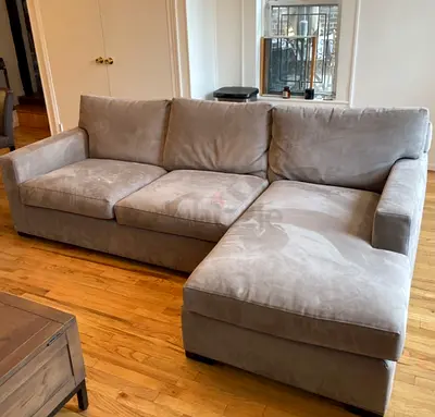 Crate and barrel axis gray lshape sofa for sale