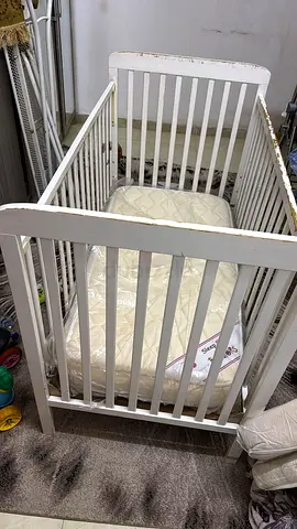 White Wooden Baby junior bed with new junior Mattress