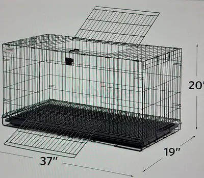 Foldable Metal Pet Crate Cage 37 x 19 x 20 (Double Door) - Good Condition