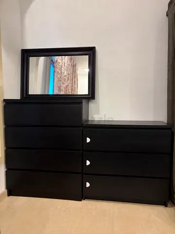 IKEA Hemnes-style Black Dressers Chest Drawers with Mirror - Good Condition