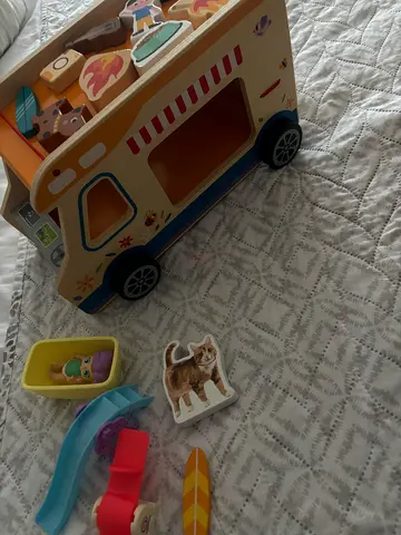 Wooden Ice Cream Truck Shape Sorter Playset with Figurines