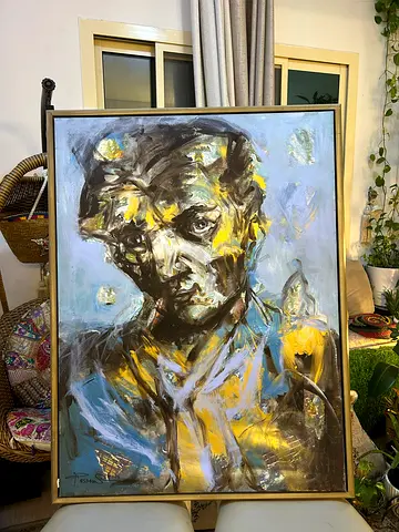 “The thinker” 2016 Original Abstract Portrait Painting -Oil on canvas - 120x90cm