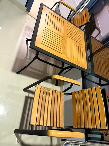 Wooden and Metal Outdoor Dining Set