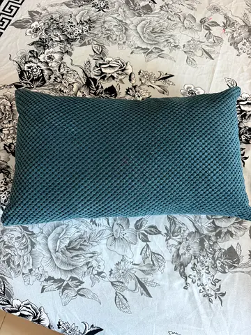 Blue textured lumbar cushion pillow - good condition