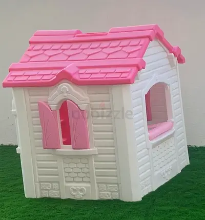 Childs Pink  White Playhouse - Durable Plastic Play Home